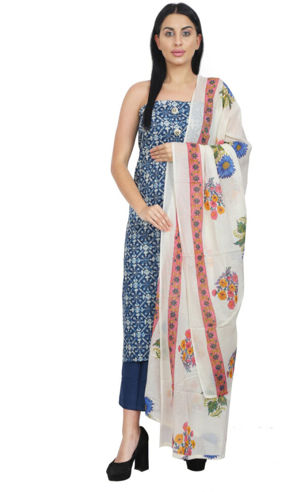 Sublime W Cotton Blend Printed Salwar Suit Material – Blue