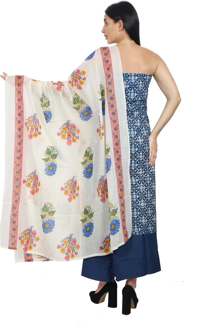 Sublime W Cotton Blend Printed Salwar Suit Material – Blue – view 2