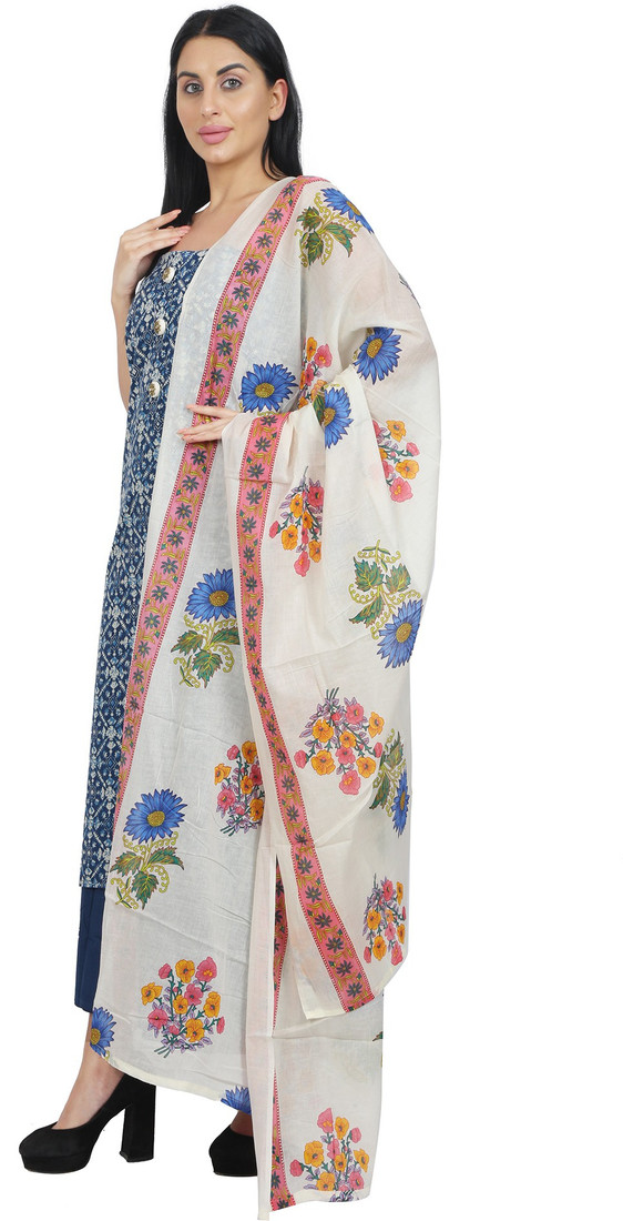 Sublime W Cotton Blend Printed Salwar Suit Material – Blue – view 4