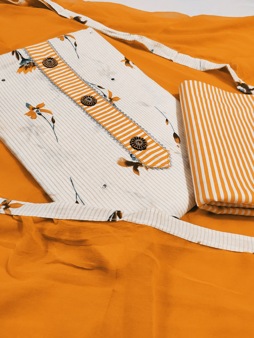 Sublime W Cotton Blend Printed Salwar Suit Material () – Orange – view 2