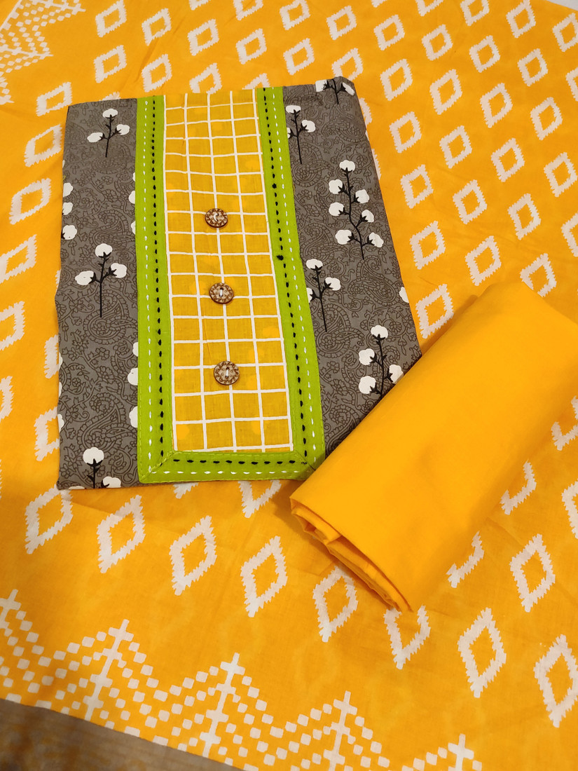 Sublime W Cotton Blend Printed Salwar Suit Material () – Yellow