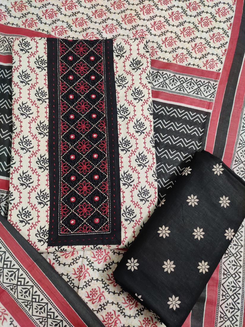Sublime W Cotton Embroidered Salwar Suit Material (Unstitched) – Multicolor – view 2