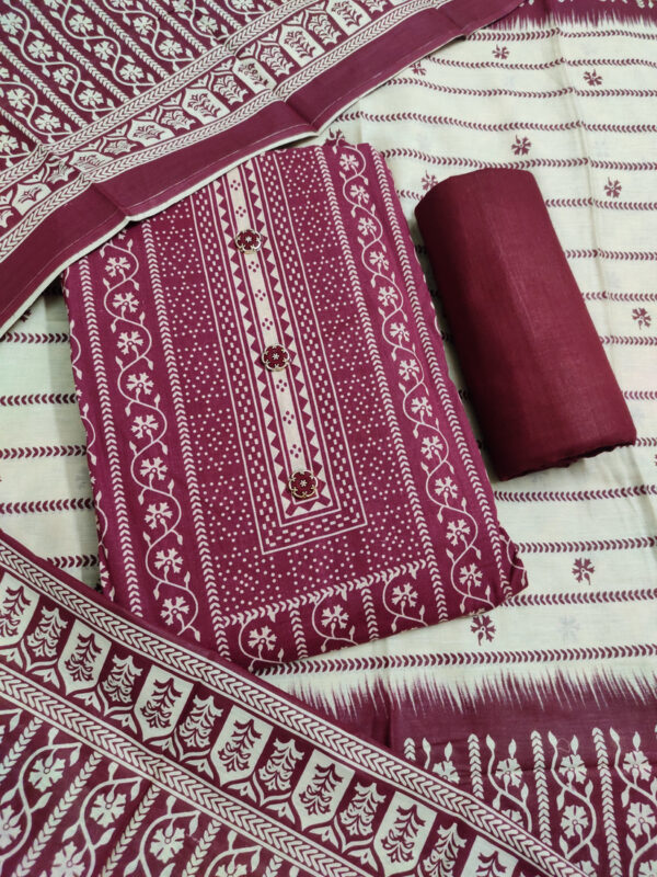 Sublime W Cotton Salwar Suit Material (Unstitched) โ Maroon