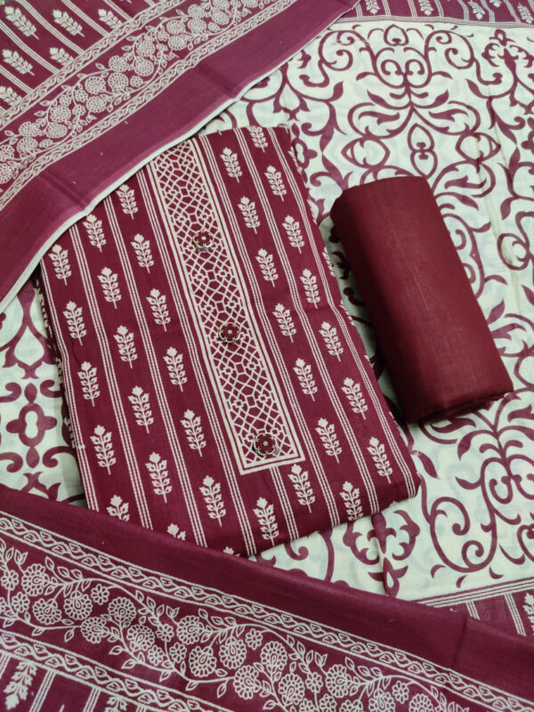 Sublime W Cotton Salwar Suit Material (Unstitched) โ Maroon