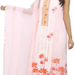 Sublime w georgette embroidered salwar suit material peach