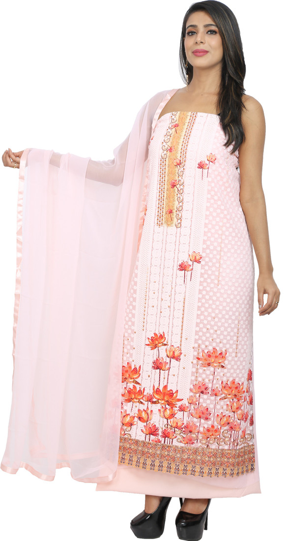 Sublime W Georgette Embroidered Salwar Suit Material – Peach
