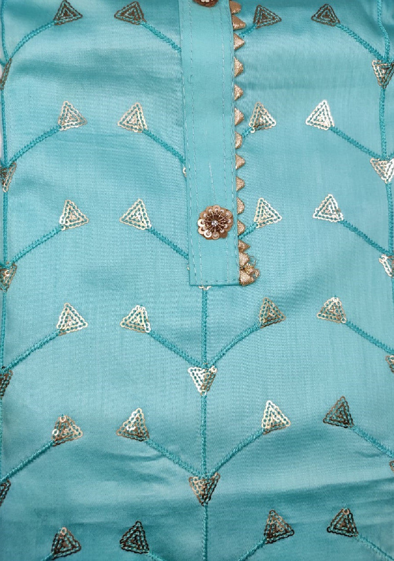 Sublime W Polycotton Embellished Salwar Suit Material – Light Blue – view 3