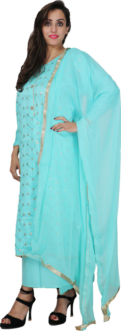 Sublime W Polycotton Embellished Salwar Suit Material – Light Blue – view 4