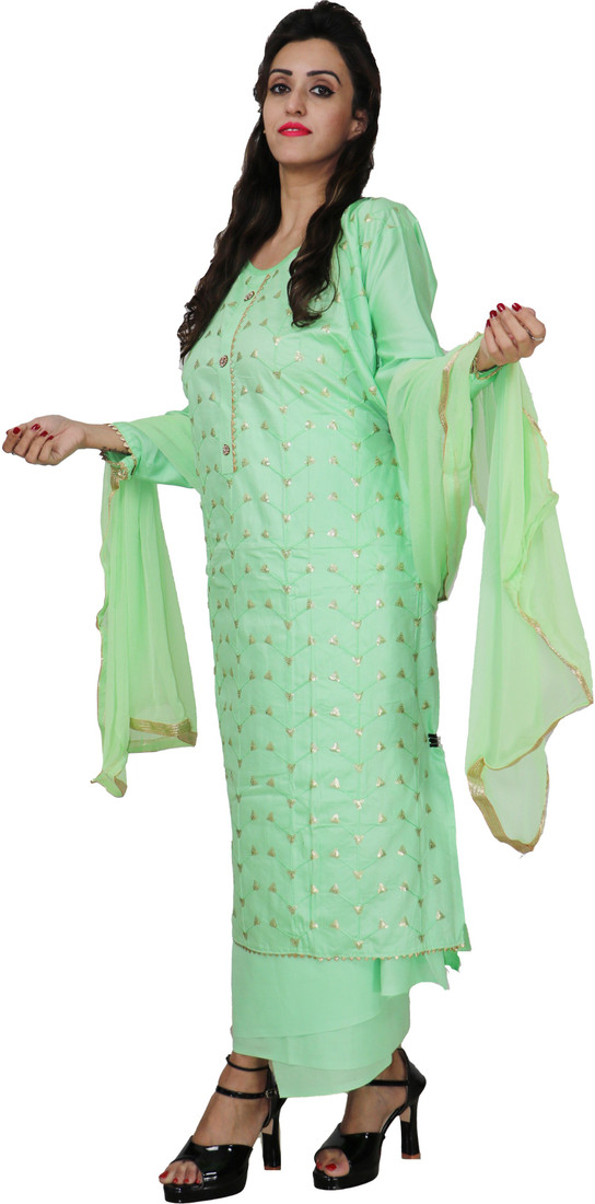 Sublime W Polycotton Embellished Salwar Suit Material – Light Green