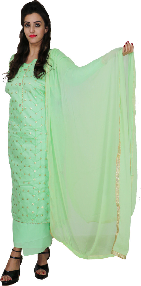 Sublime W Polycotton Embellished Salwar Suit Material – Light Green – view 4