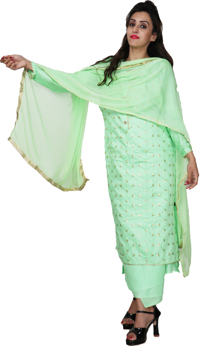Sublime W Polycotton Embellished Salwar Suit Material – Light Green – view 5