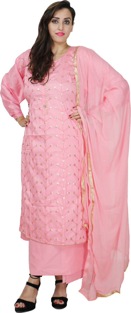 Sublime W Polycotton Embellished Salwar Suit Material () – Pink