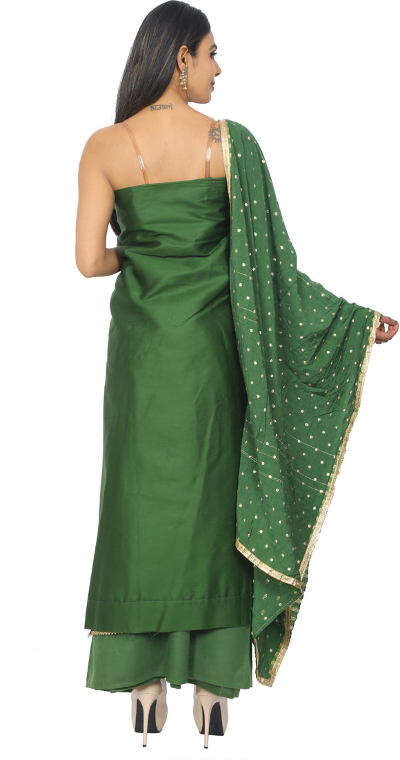 Sublime W Polycotton Embroidered, Embellished Salwar Suit Material – Green – view 2
