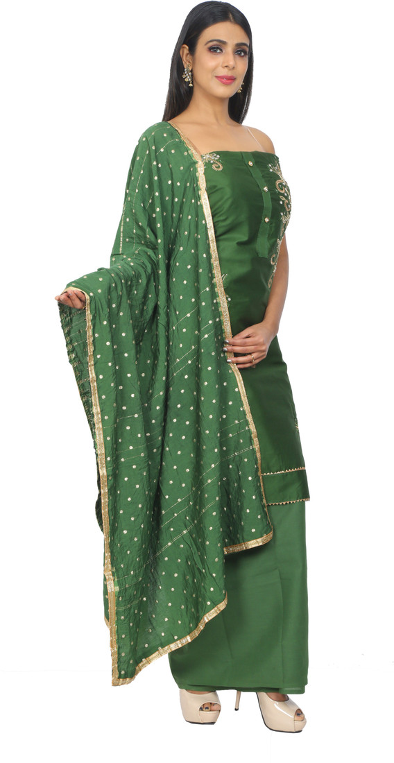 Sublime W Polycotton Embroidered, Embellished Salwar Suit Material – Green – view 4