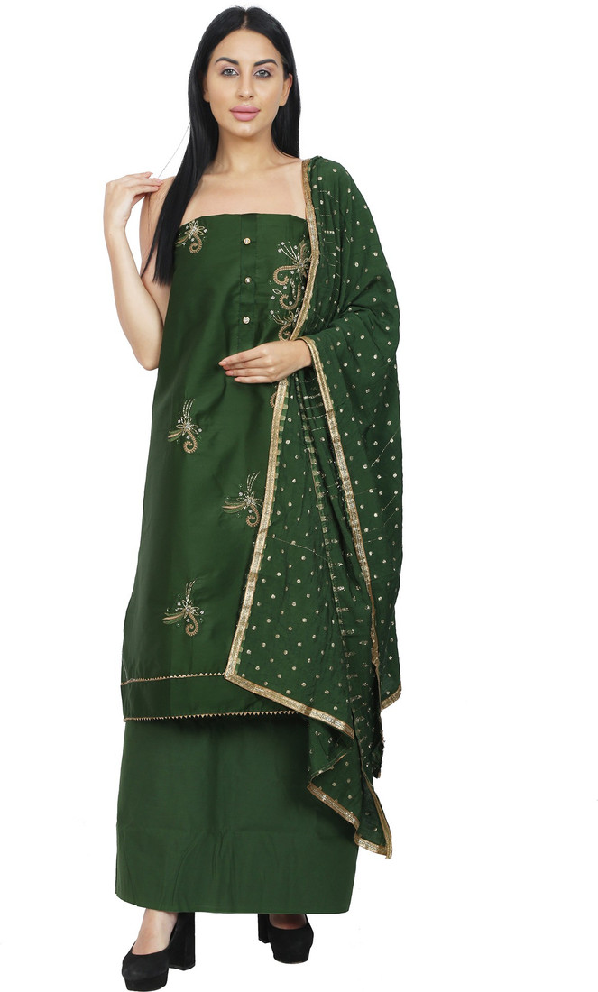 Sublime W Polycotton Embroidered, Embellished Salwar Suit Material – Green – view 5