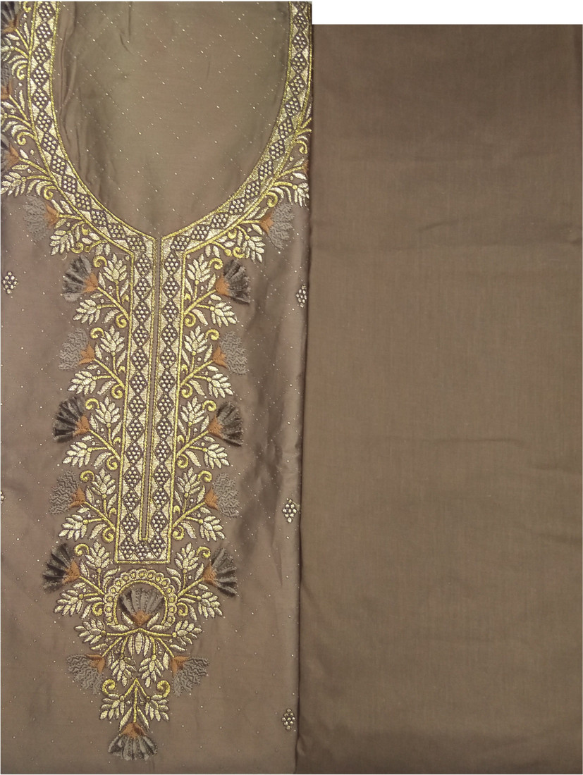 Sublime W Polycotton Embroidered Salwar Suit Material – Brown – view 3