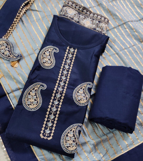 Sublime W Polycotton Embroidered Salwar Suit Material – Dark Blue