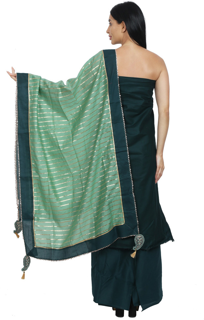 Sublime W Polycotton Embroidered Salwar Suit Material () – Dark Green – view 2