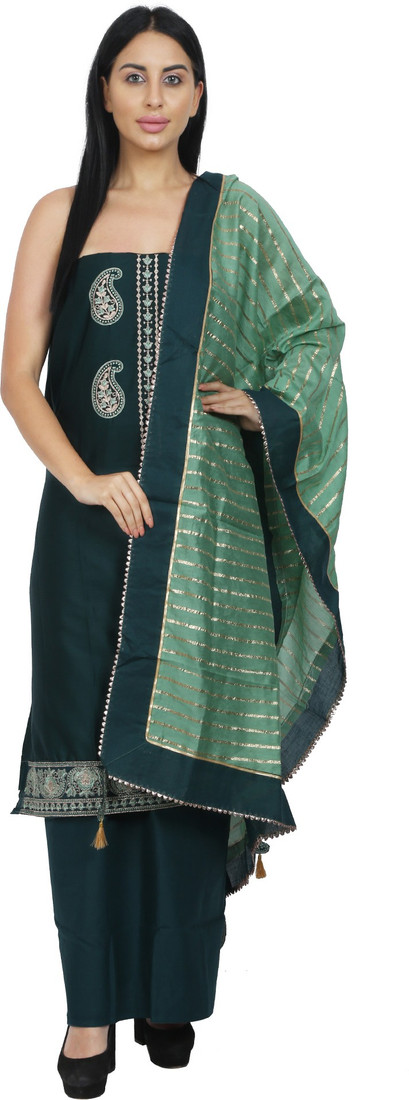 Sublime W Polycotton Embroidered Salwar Suit Material () – Dark Green – view 3