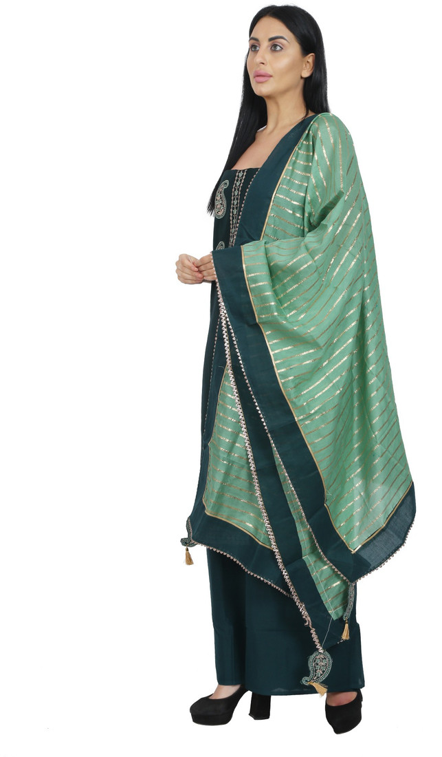 Sublime W Polycotton Embroidered Salwar Suit Material () – Dark Green – view 4