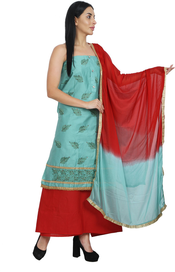 Sublime W Polycotton Embroidered Salwar Suit Material () – Green