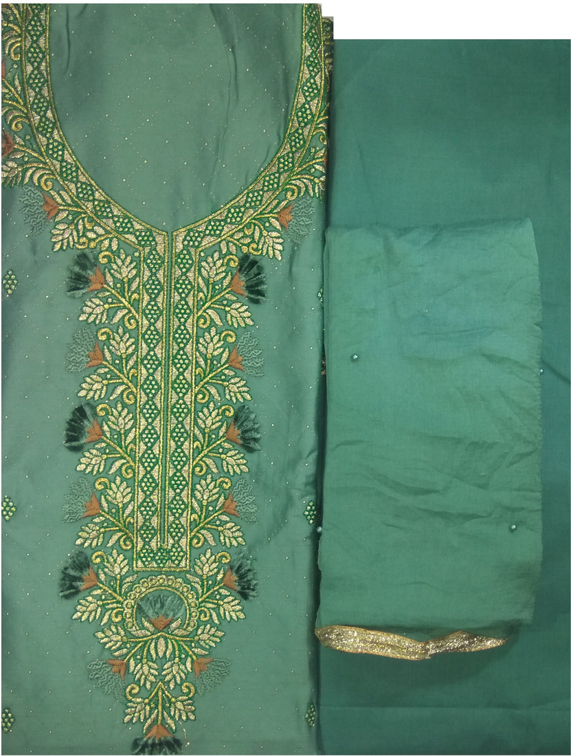 Sublime W Polycotton Embroidered Salwar Suit Material () – Green – view 3