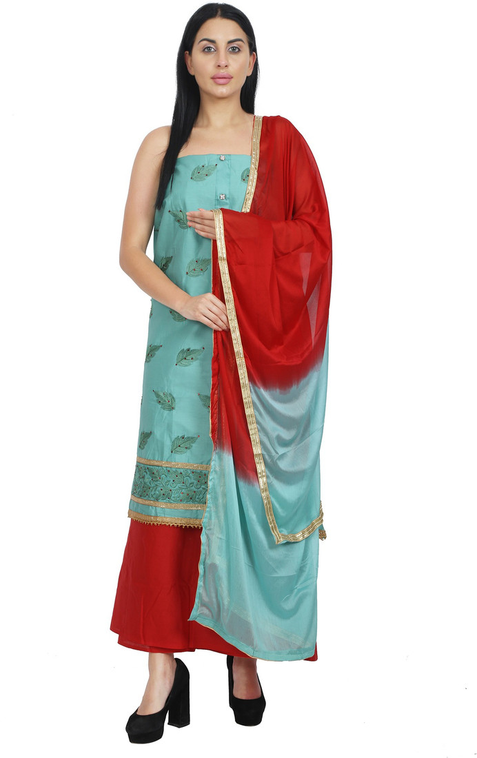 Sublime W Polycotton Embroidered Salwar Suit Material () – Green – view 3
