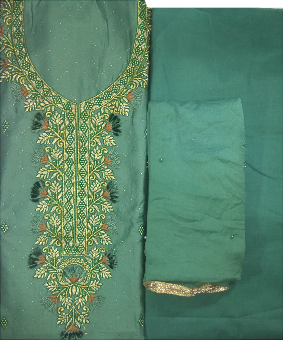 Sublime W Polycotton Embroidered Salwar Suit Material () – Green – view 5