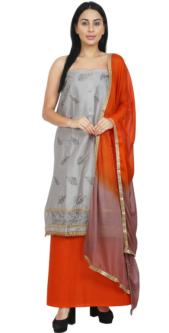 Sublime W Polycotton Embroidered Salwar Suit Material () – Grey