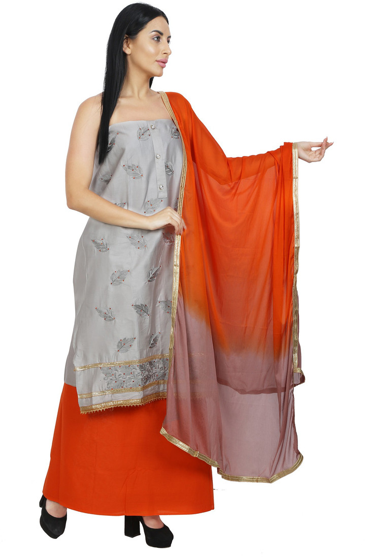 Sublime W Polycotton Embroidered Salwar Suit Material () – Grey – view 3