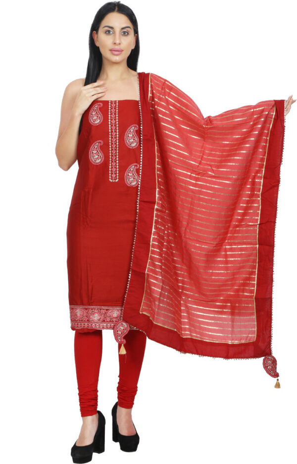 Sublime W Polycotton Embroidered Salwar Suit Material – Red