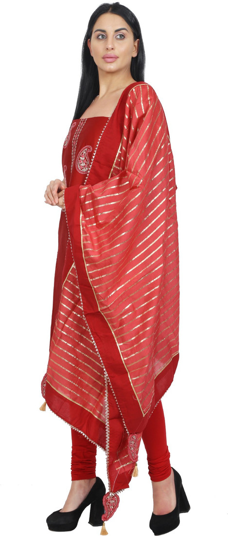 Sublime W Polycotton Embroidered Salwar Suit Material – Red – view 4
