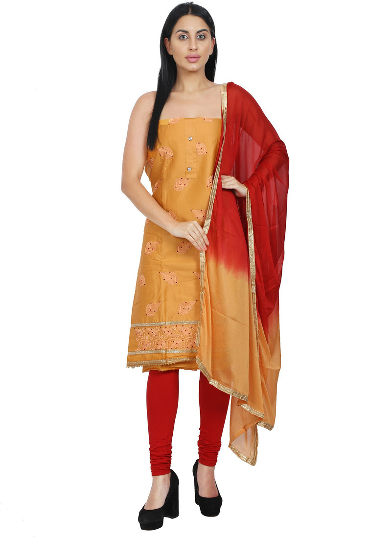 Sublime W Polycotton Embroidered Salwar Suit Material () – Yellow