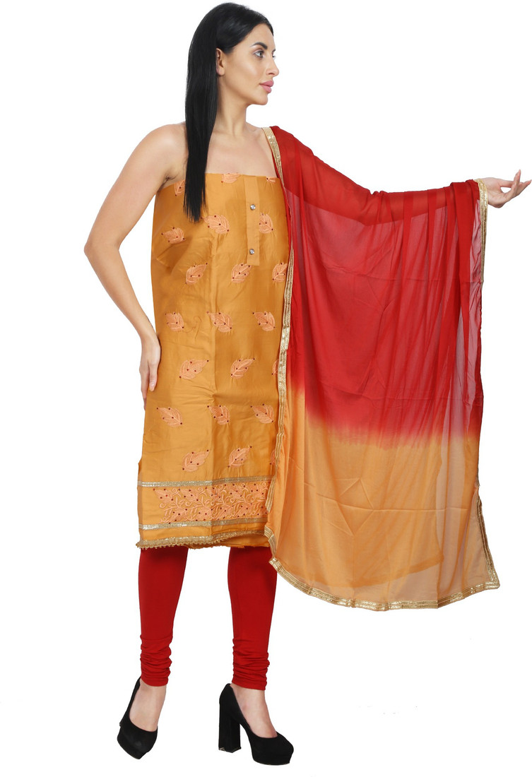 Sublime W Polycotton Embroidered Salwar Suit Material () – Yellow – view 4