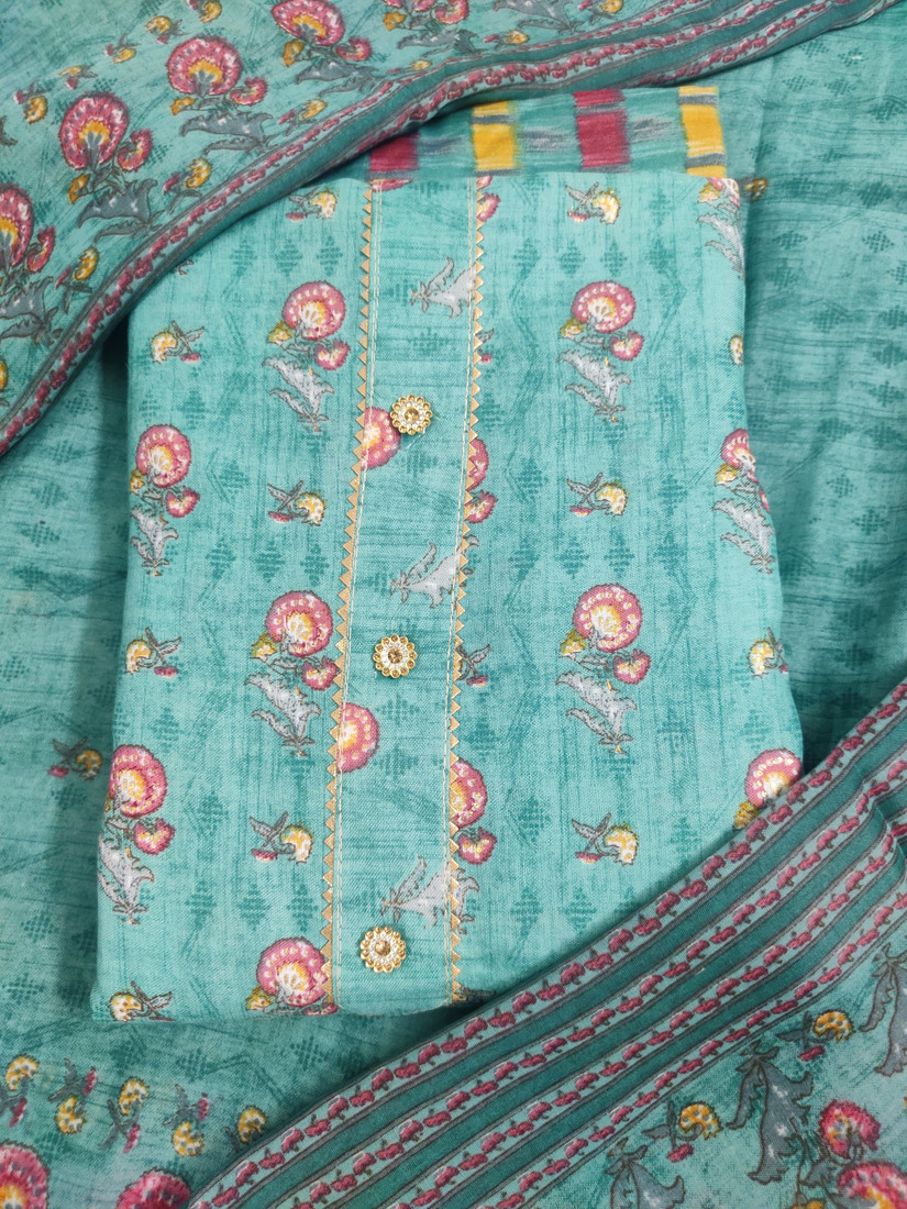 Sublime W Polycotton Floral Print Salwar Suit Material – Green