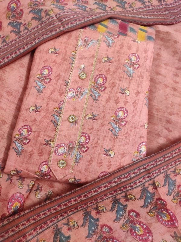 Sublime W Polycotton Floral Print Salwar Suit Material () – Peach