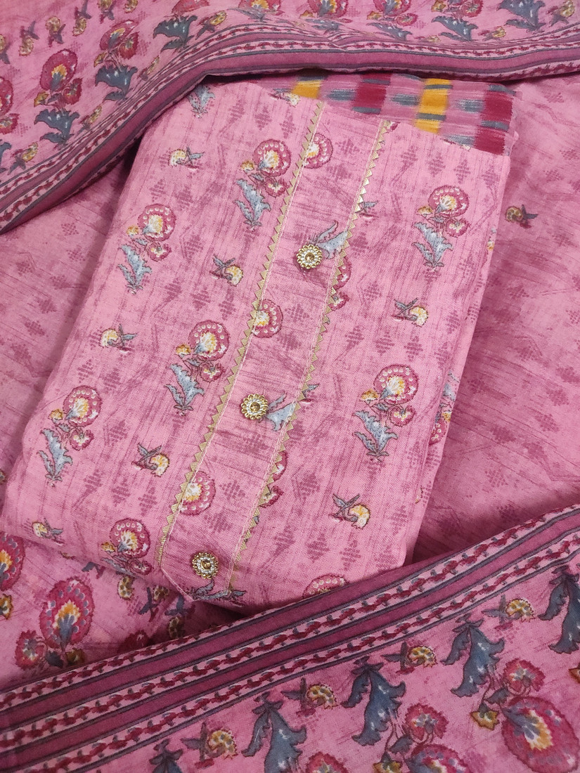 Sublime W Polycotton Floral Print Salwar Suit Material – Pink