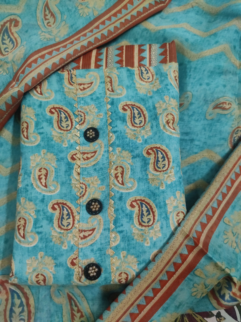 Sublime W Polycotton Printed Salwar Suit Material () – Blue