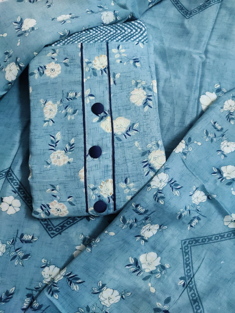 Sublime W Polycotton Printed Salwar Suit Material () – Blue
