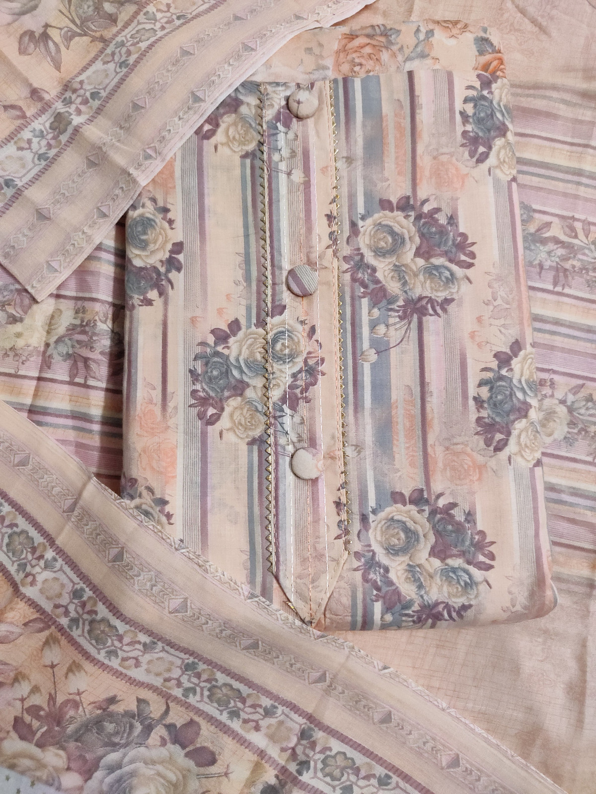 Sublime W Polycotton Printed Salwar Suit Material () – Light Orange