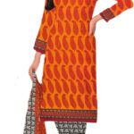 Sublime w polycotton printed salwar suit material orange and red
