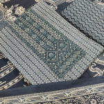 Sublime w pure cotton embroidered printed salwar suit material dark grey blue