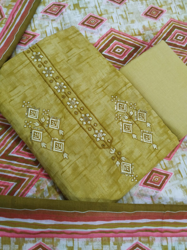 Sublime W Pure Cotton Embroidered, Printed Salwar Suit Material () – Light Green