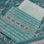 Sublime w pure cotton embroidered printed salwar suit material teal