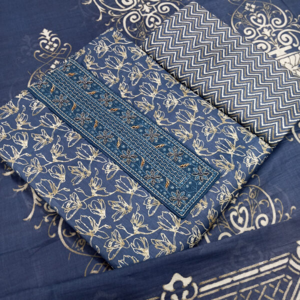 Sublime W Pure Cotton Embroidered Salwar Suit Material () – Blue