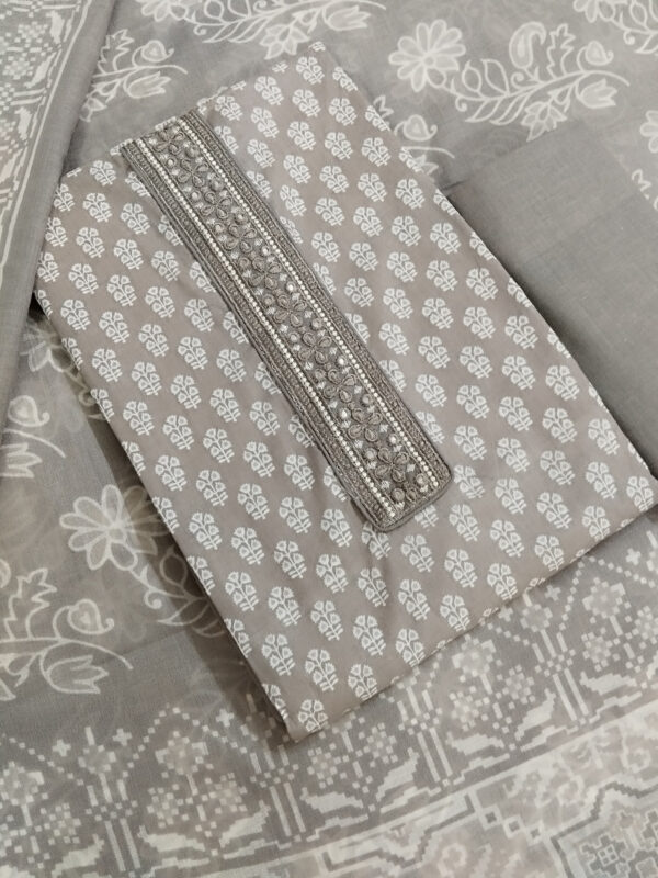 Sublime W Pure Cotton Embroidered Salwar Suit Material () – Grey