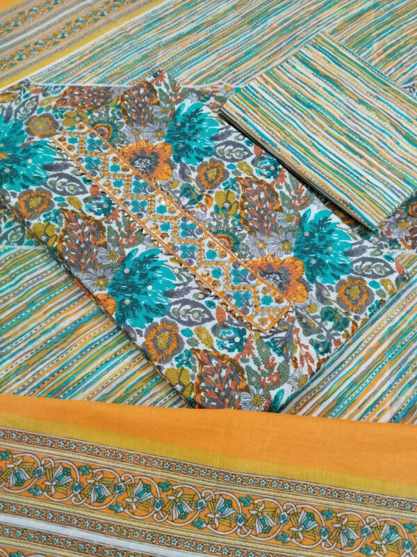 Sublime W Pure Cotton Embroidered Salwar Suit Material – Multicolor