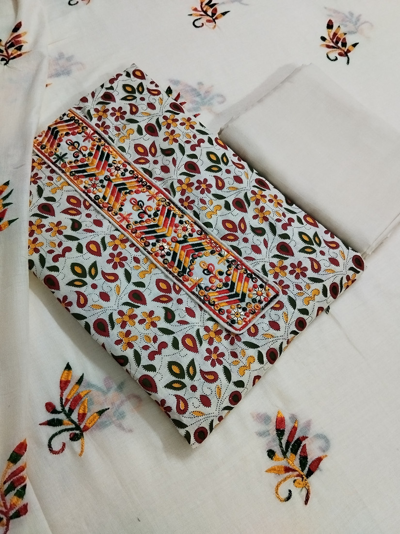Sublime W Pure Cotton Embroidered Salwar Suit Material () – Multicolor
