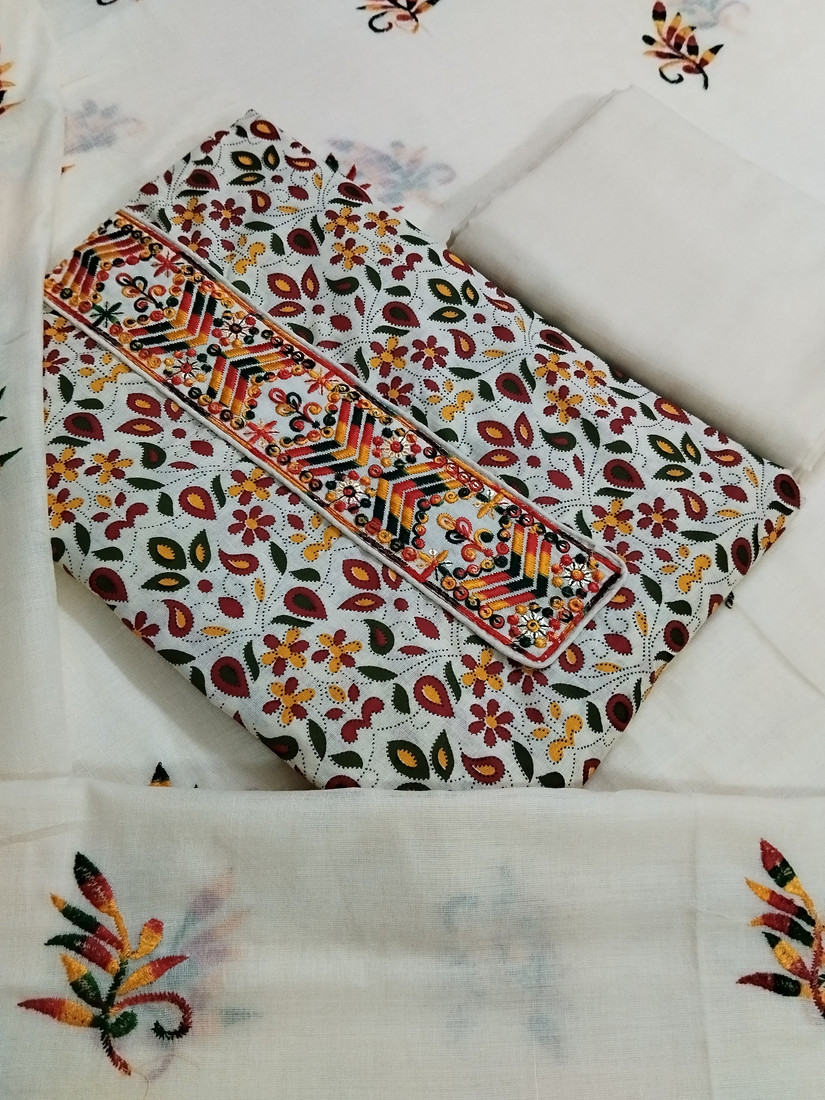 Sublime W Pure Cotton Embroidered Salwar Suit Material () – Multicolor – view 2