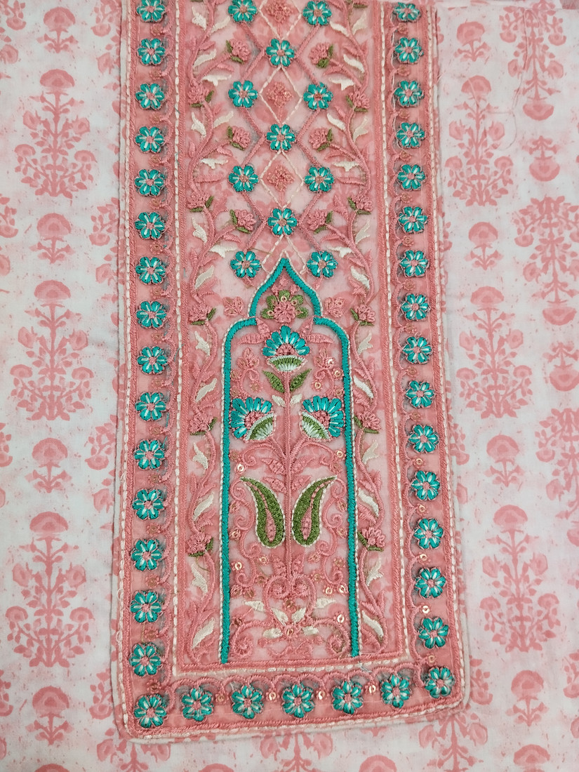 Sublime W Pure Cotton Embroidered Salwar Suit Material – Pink – view 4
